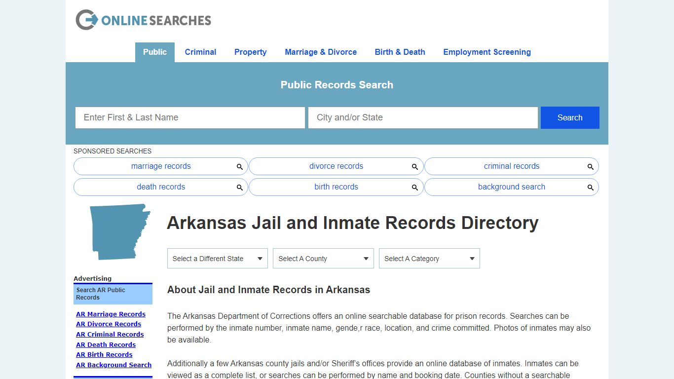 Arkansas Jail and Inmate Records Search Directory - OnlineSearches.com